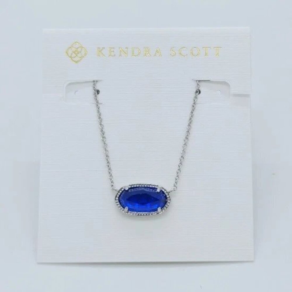 Kendra Scott Elisa Silver Pendant Necklace In Navy Blue Glass